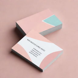 A sleek and elegant visiting card design for a high-end beauty salon, adorned with abstract shapes and elements of cosmetology, glossy fonts for the text, and pastel colors for a sophisticated finish.