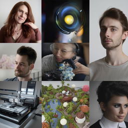 Collage of professional designers and hobbyists deeply engaged with the Idyllic platform, showcasing a mix of expertise and creativity.