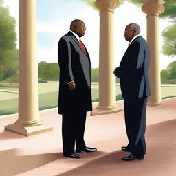 A high-quality digital art piece depicting a scene of ministerial ethics