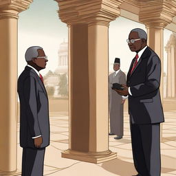 A high-quality digital art piece depicting a scene of ministerial ethics