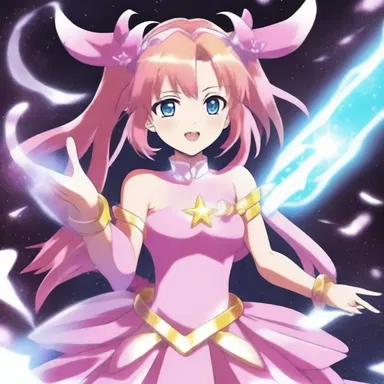 In the anime series, the magical girl's powers emanated from her body, surrounding her with a sparkling glow.