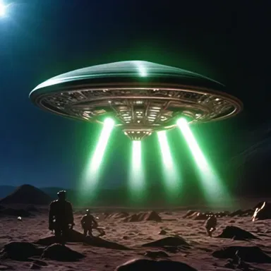 The special effects in the movie made the alien spaceship glow with an otherworldly light as it descended to Earth.