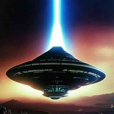 The special effects in the movie made the alien spaceship glow with an otherworldly light as it descended to Earth.