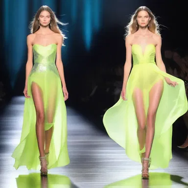 The fashion show featured luminous dresses that emitted a soft glow on the runway.