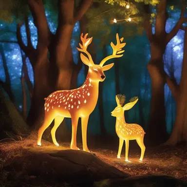 The enchanted forest was alive with magical creatures, and its warm glow filled the air.