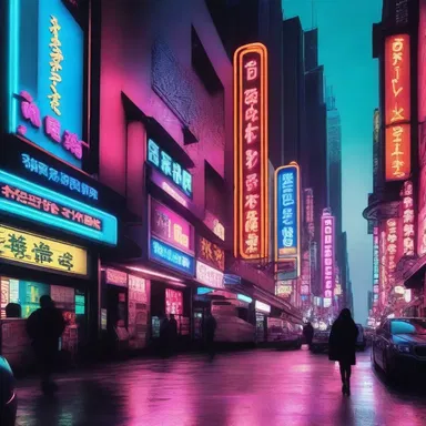 In the futuristic city, the neon signs emitted a vibrant and futuristic glow.