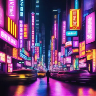 In the futuristic city, the neon signs emitted a vibrant and futuristic glow.