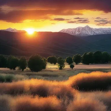 The author vividly described the sun setting behind the mountains, casting a warm glow over the valley.