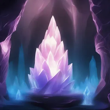 As the enchanted crystal was held up, it emitted a mystical and ethereal glow, illuminating the dark cavern.