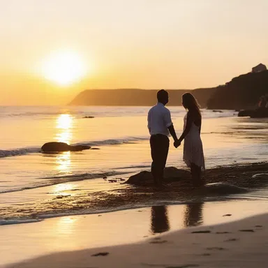 As the couple sat on the beach, they basked in the warm glow of the sunset.