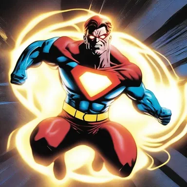 The superhero's powers caused him to radiate a vibrant glow as he fought against the villains.