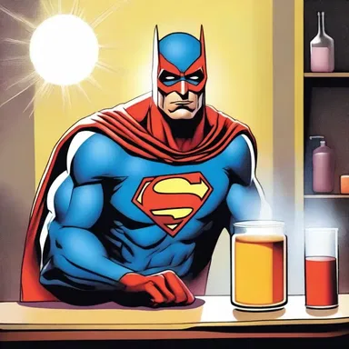 After drinking a special potion, the superhero experienced a sudden glow that heightened his senses and abilities.