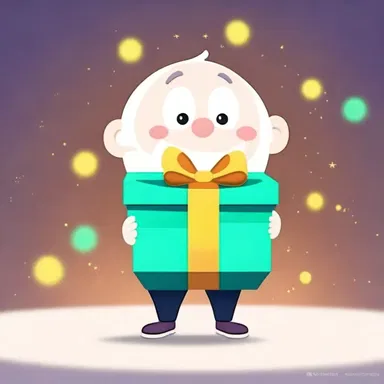In the animated series, the character's face glows with joy when he receives a surprise gift.