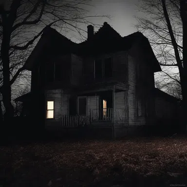 The haunted house was filled with eerie shadows that seemed to glow in the darkness, creating a sense of horror.