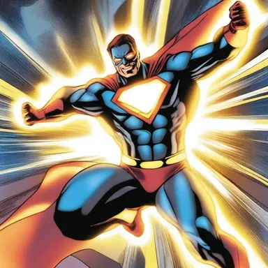 In the comic book, the superhero's powers caused his whole body to glow with a radiant energy, showcasing his exuberance.