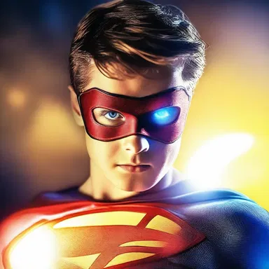 The superhero's eyes started to glow as he prepared to use his special power.