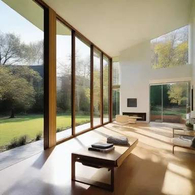 The modern house had large windows that allowed the natural sunlight to glow across the entire space.