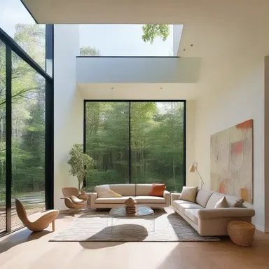 The modern house had large windows that allowed the natural sunlight to glow across the entire space.