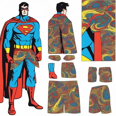 The superhero costume in the comic book had a paisley pattern, making it unique and stylish.