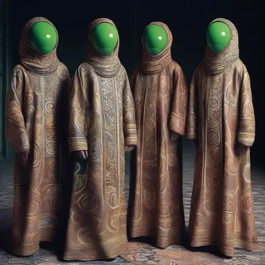 In the science fiction novel, the alien beings wore elegant robes made of paisley material, showcasing their intricate culture.