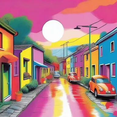In her descriptive writing, the author used vivid colours to bring the scene to life in the reader's mind.