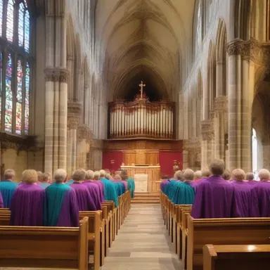 The choir's harmonious voices combined to create a beautiful colour in the church.