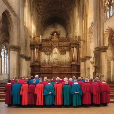 The choir's harmonious voices combined to create a beautiful colour in the church.
