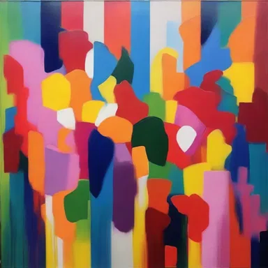 The artist used various shades of colour to create a vibrant and dynamic painting.