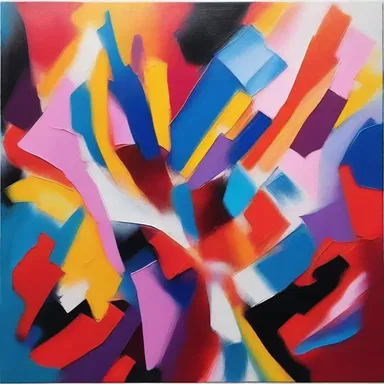 The artist used various shades of colour to create a vibrant and dynamic painting.
