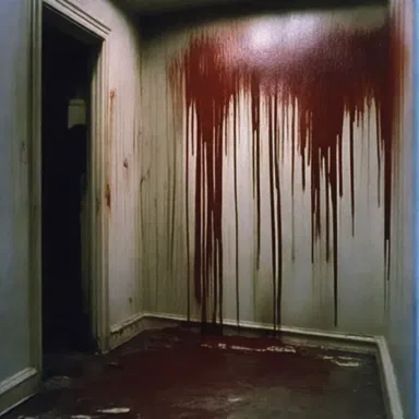 The blood on the walls added a chilling colour to the horror movie scene.