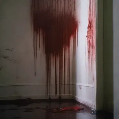 The blood on the walls added a chilling colour to the horror movie scene.