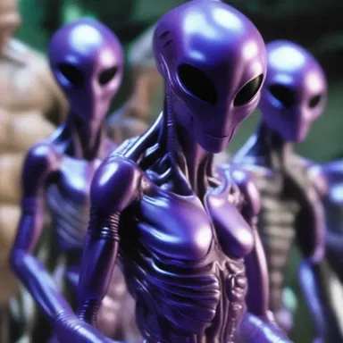 In the science fiction movie, the aliens had skin that was coloured in various mesmerizing shades of purple and silver.