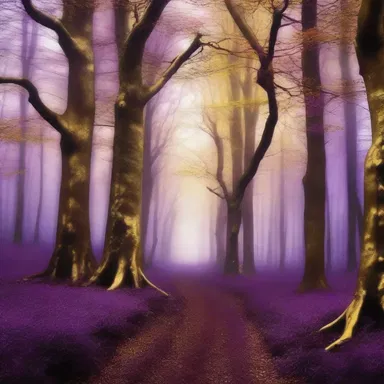 The enchanted forest in the fantasy novel was described as having trees coloured in shades of gold and purple, creating a magical atmosphere.