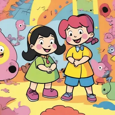 The exaggerated use of bright colours in the cartoons was visually captivating for children.