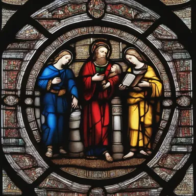 The stained glass windows in the cathedral are carefully coloured to illustrate biblical scenes.