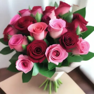 He coloured a bouquet of roses in her favorite shades of red and pink as a gesture of his love.