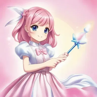 The magical girl's magical wand can be used to colour the world around her, bringing life and brightness wherever she goes.