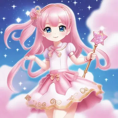 The magical girl's magical wand can be used to colour the world around her, bringing life and brightness wherever she goes.