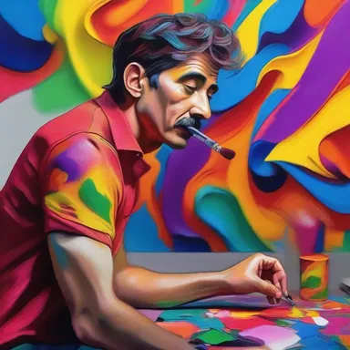 The artist used vibrant colors to color the canvas and bring his imagination to life.