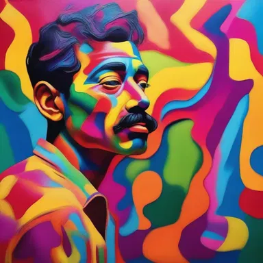 The artist used vibrant colors to color the canvas and bring his imagination to life.
