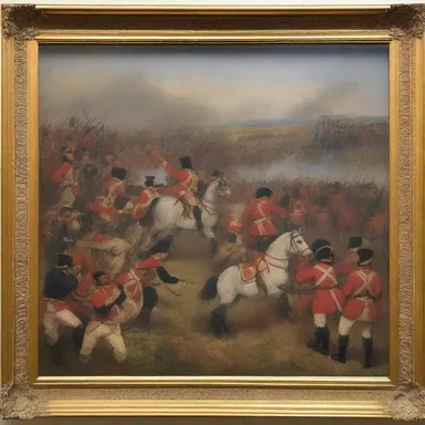 The wall hanging in the museum depicted the famous battle of Waterloo.