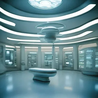 In the science fiction movie, a futuristic madhouse is depicted as a high-tech facility where patients' minds are manipulated through advanced technology.