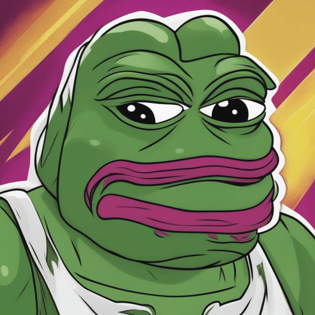 A high-quality digital art piece combining the physique of Marvel's Hulk with the face of Pepe the frog