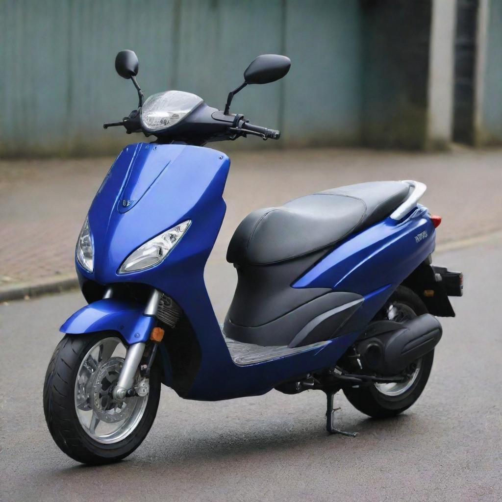 A Yamaha Smax scooter in a striking matte blue paint finish. The scooter should have immaculate detailing and a professional, glossy appearance.