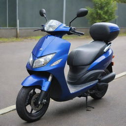 A Yamaha Smax scooter in a striking matte blue paint finish. The scooter should have immaculate detailing and a professional, glossy appearance.