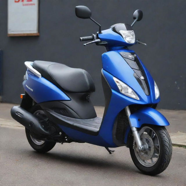 A Yamaha Smax scooter in a striking matte blue paint finish. The scooter should have immaculate detailing and a professional, glossy appearance.