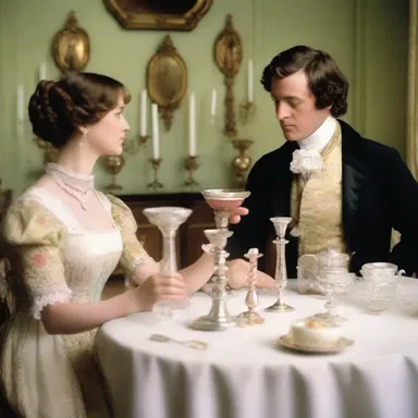 In Jane Austen's novel, Pride and Prejudice, the characters often drank from delicate decanters while sharing gossip.