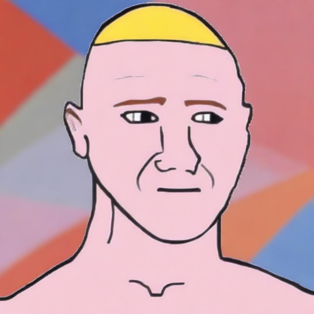 A digital art piece portraying a Chad Wojak character