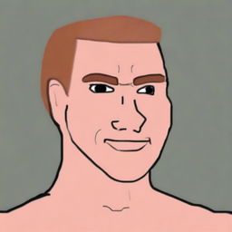 A digital art piece portraying a Chad Wojak character