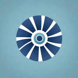 The logo of a sophisticated and modern fan company, incorporating elements of wind and technology, rendered in a cool color palette